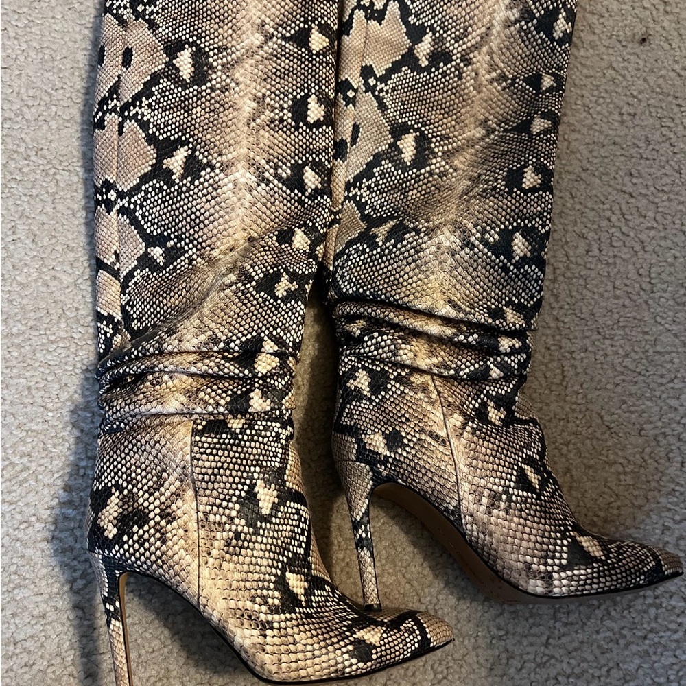 Vince Camuto Snakeskin Patterned Heeled Boots
